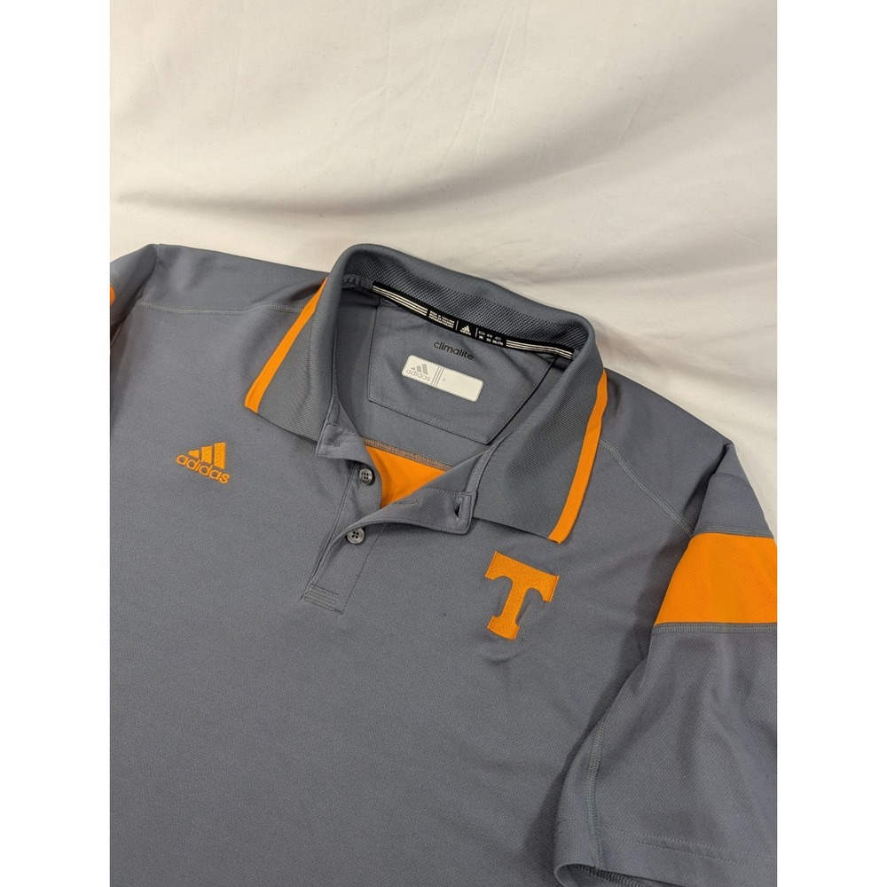 Adidas Climalite UT Polo Shirt Collar Gray Orange XXL University Of Tennessee